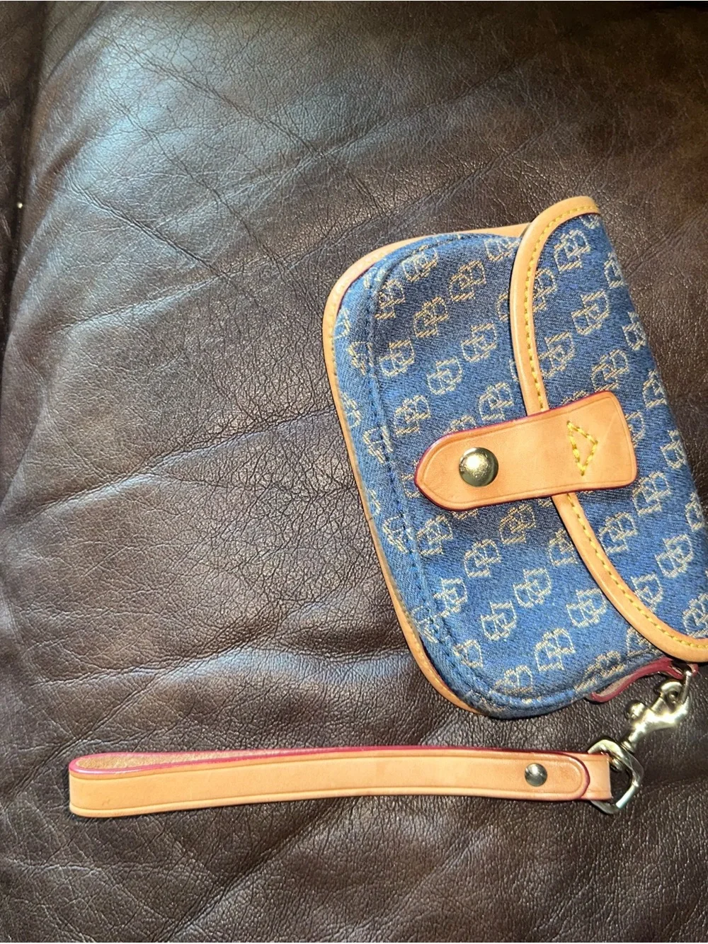 Vintage Dooney & Bourke blue denim wristlet y2k
